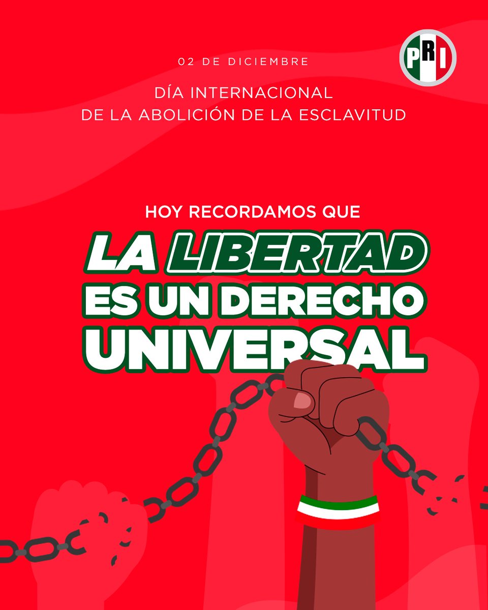 PRI_SLP's tweet photo. Conmemorar la abolición de la esclavitud es reconocer el valor de la libertad y la lucha por la dignidad humana.
Sigamos construyendo un país donde la igualdad no sea solo un ideal, sino una realidad. 

#AmorPorSanLuis #PRISLP https://t.co/VqEpjglJdR