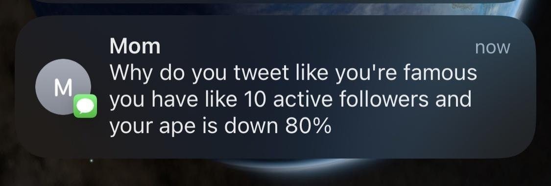 Jeremybtc's tweet image. At least I sold my ape on time 😭