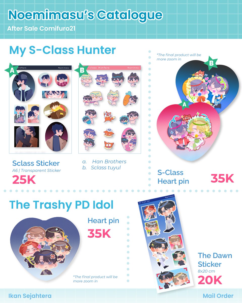 [❤️&amp; 🔁 appreciated] 
I'm opening an after-sale/mail order form for #CF21 
📅 2 Desember - 9 Desember 2025
🍀Fandom(s): Arknights, My S-class Hunters, GDCG/GSGW, Love Bullet, The Trashy PD Idol, LADS 
🔗forms.gle/7c7k5ewRicA8pD…
#CF21catalogue #comifuro21catalogue
(1/2)