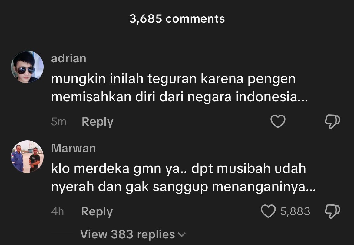 senjatanuklir's tweet image. Garuk-garuk pala sama komenan tiktok yg bikin ini gotcha moment krn Aceh pernah mau misahin diri....