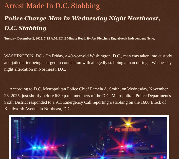 ArtFletcher9's tweet photo. Arrest Made In D.C. Stabbing https://t.co/WFJhueQ3oC via @Englebrooknews #WshingtonDC #NortheastDC #stabbing #arrest #assault #dangerous #weapon #charges @wireless_step @HRG_Media @LodiNJNews @fordmb1 @SarahGeving1 @Shannon96574094 @Daytobehappy @janninereid1 @gator4kb18 @MichelleF_35 @TrumpWasRite2 @KathyKbrose @RobGerundo @JimBobW49