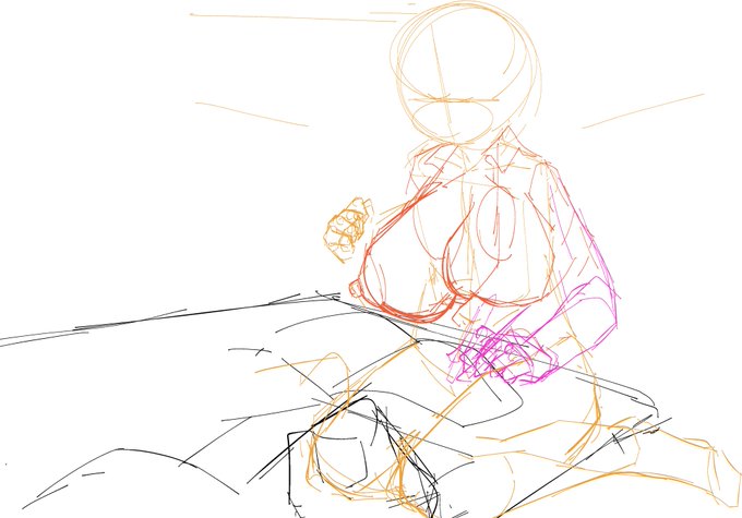 今日の支援サイト用のエロ落書きのラフ 