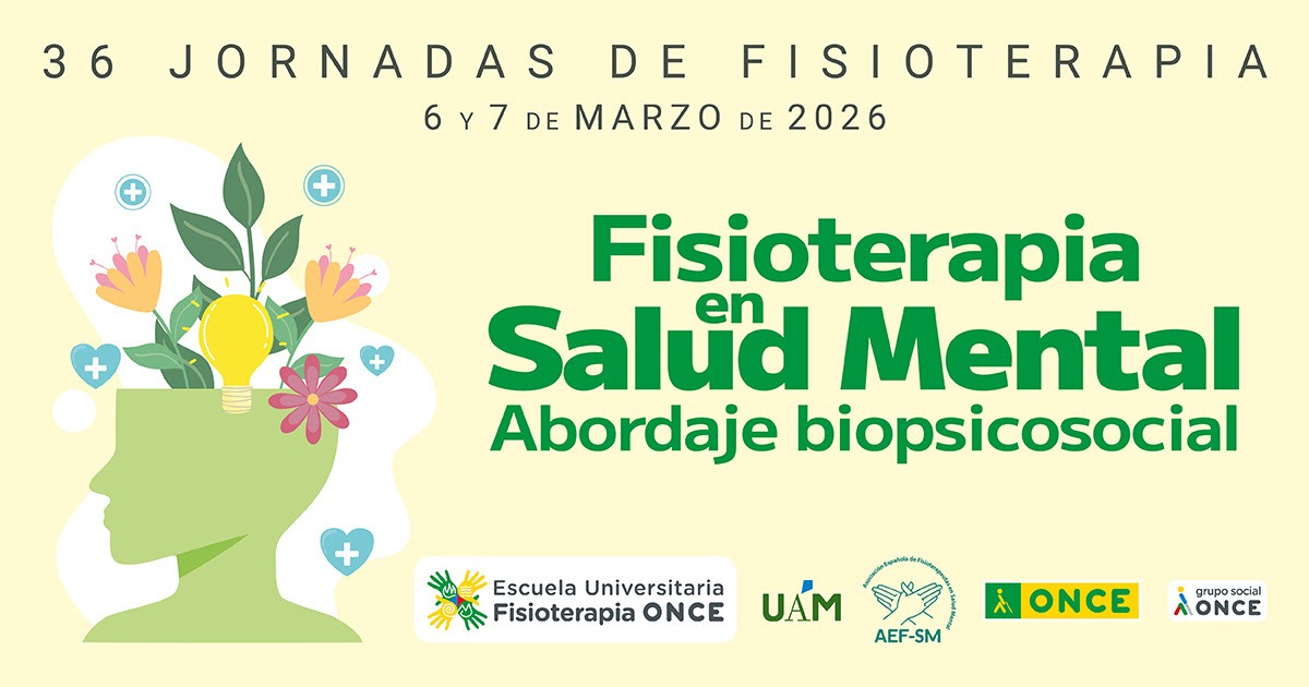 📚 JORNADAS DE FISIOTERAPIA Y SALUD MENTAL de <a href="/ONCE_oficial/">ONCE</a>.
Los días 6 y 7 de marzo de 2026 se celebran las 36 Jornadas de Fisioterapia de la ONCE, centradas este año en un tema clave: la relación entre fisioterapia y salud mental. 
Un programa con especialistas de referencia,