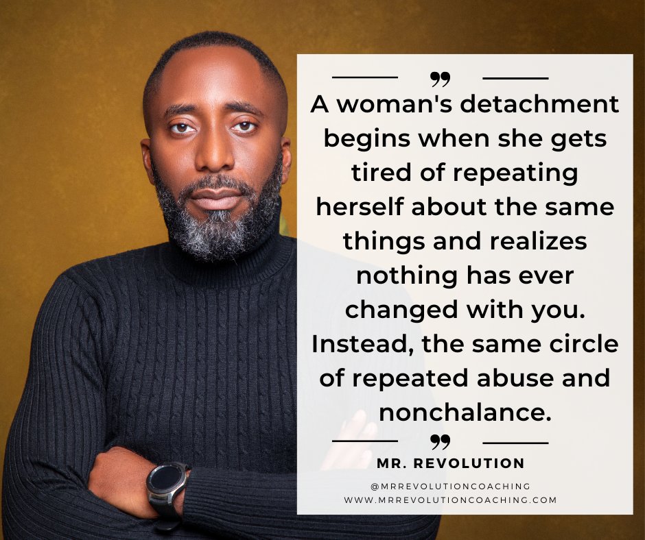 mrrevcoaching's tweet image. She grew tired of his indifference to her cries for help. your understanding and comprehension. There is a limit to what anyone can tolerate, even you. 

#hurt #abuse #narcissist #relationship #marriage #relationshipcoach #mrrevolutioncoaching