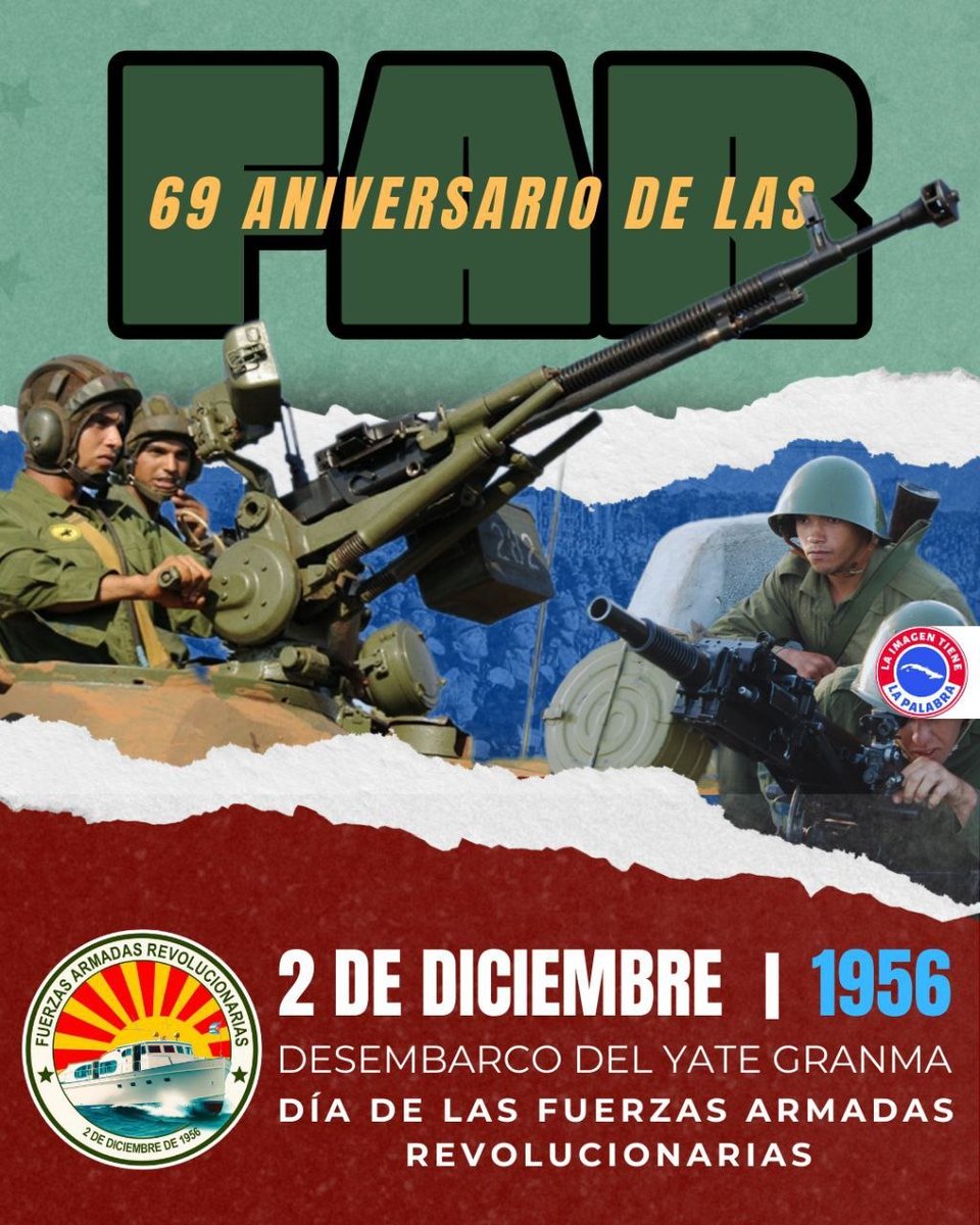 Celebramos el 69 aniversario del desembarco del yate Granma, y el día de las Fuerzas Armadas Revolucionarias.
<a href="/UCM152098/">UCM</a> 
<a href="/ucmg_feu/">FEU-UCMG</a> 
<a href="/TaniaMCruzHdez/">Dra.Tania Margarita Cruz Hernández</a> 
<a href="/TaniaMariaHere1/">Tania Maria Heredia</a> 
<a href="/YanetsyTerry/">Yanetsy Terry Gutiérrez</a> 
<a href="/YudelkisOrtizB/">Yudelkis Ortiz Barceló</a> 
<a href="/japortalmiranda/">José Angel Portal Miranda</a> 
<a href="/MINSAPCuba/">Ministerio de Salud Pública de Cuba</a>