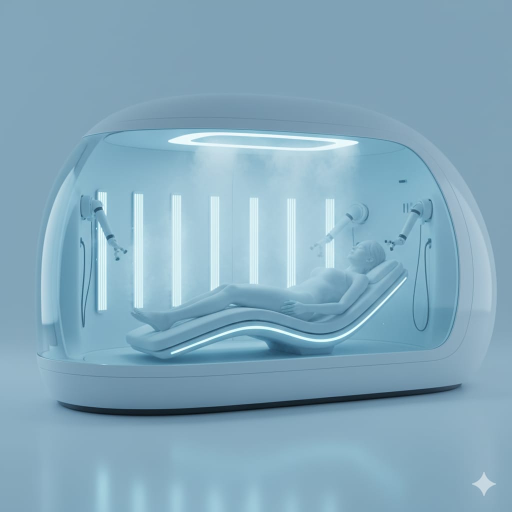 SAnewsMP's tweet image. 3/10
मशीन एक ऑटोमैटिक स्पा पॉड की तरह काम करती है जो शरीर को सिर से पैर तक साफ करने में सक्षम है।
#TechUpdate #BreakingNews