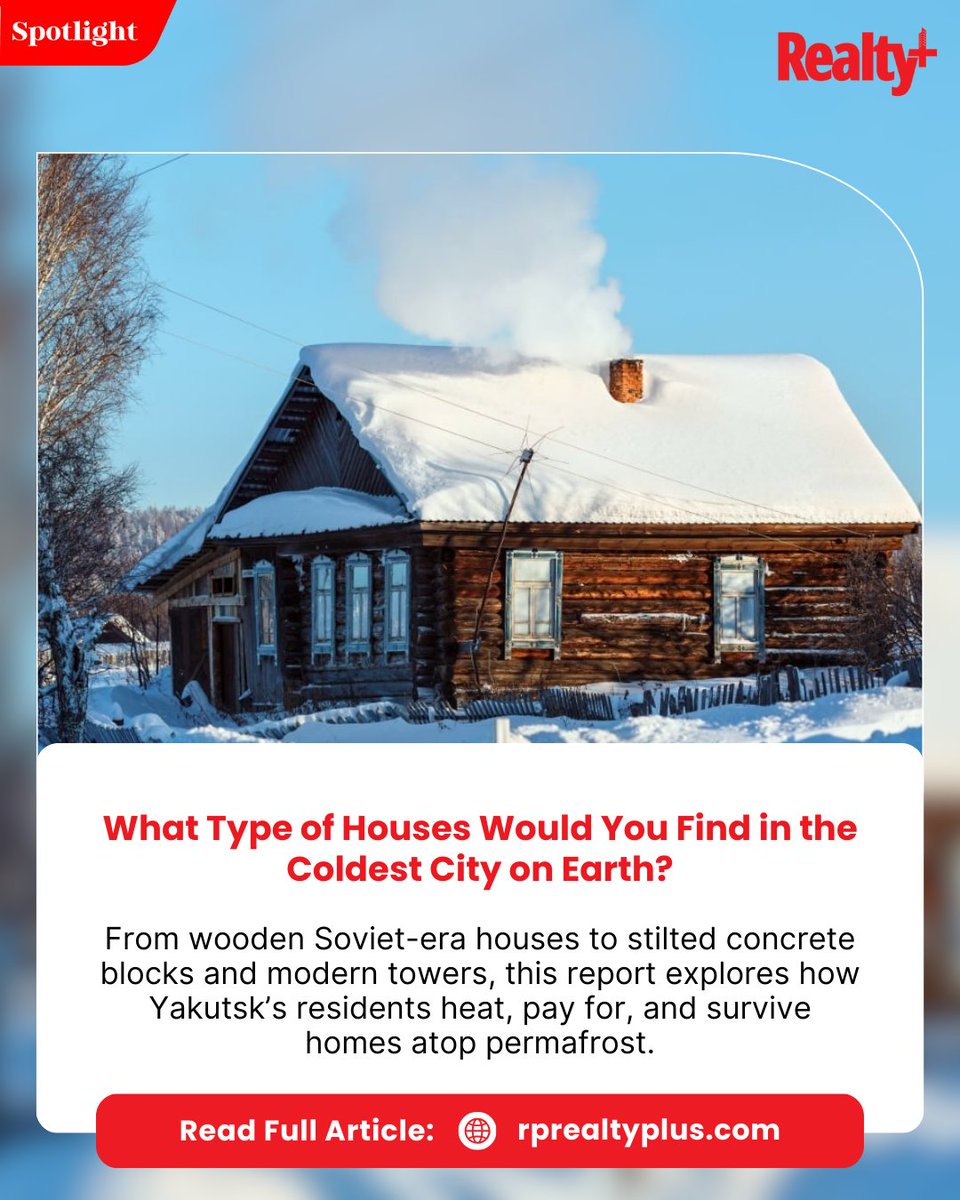 RPRealtyPlus's tweet photo. From Soviet-era wooden homes to stilted concrete blocks and sleek modern towers, Yakutsk’s architecture reveals how people live, heat, and survive atop frozen ground.

Read more: https://t.co/XSJuyBkHJD

#Yakutsk #ExtremeArchitecture #ArcticLiving #ColdClimateDesign #RealtyPlus https://t.co/sO5T0kTk8X