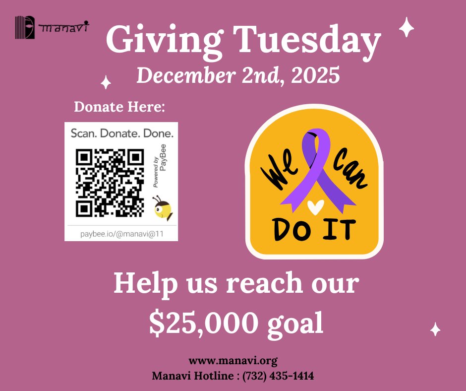 Today is #GivingTuesday! Please join Manavi today for this annual day of community, connection, and giving back. Donate now: paybee.io/@manavi@11.
You can also scan the QR code on the flyer or send a check to our mailing address mentioned on Manavi website.