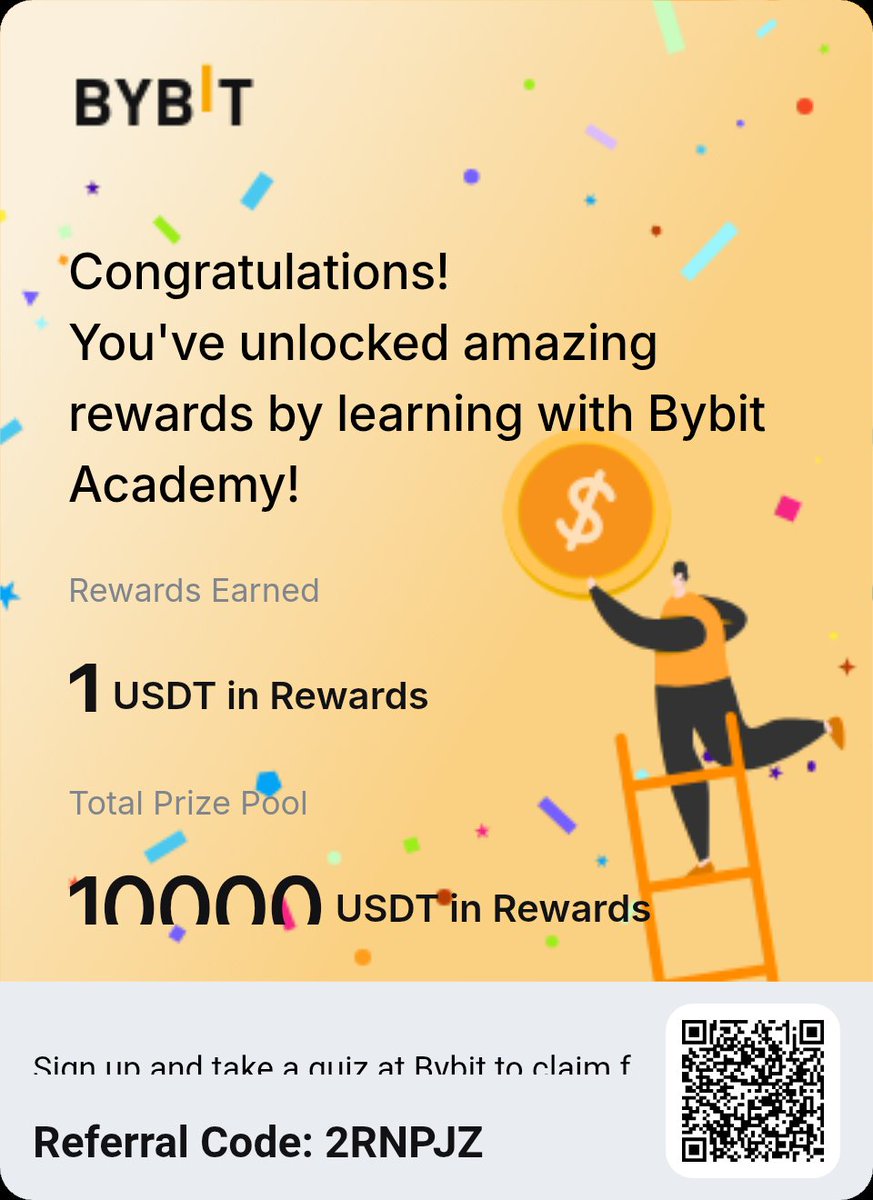DinoG396's tweet photo. Sign up and take a quiz at Bybit to claim a 1 USDT bonus, first come, first served! Plus, unlock up to 10000 in additional rewards. https://t.co/PwzAq1c1vc https://t.co/vqZPkdD7gN
