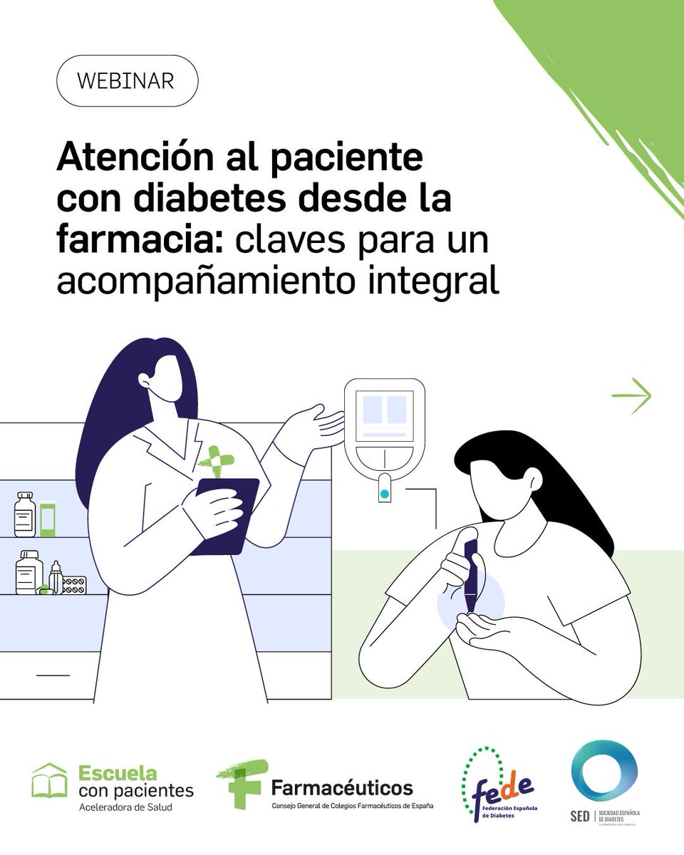 💬 Atención al paciente con diabetes desde la farmacia

📅 9 de diciembre de 2025 🕒 16:00

Con la colaboración de: Federación Española de Diabetes y Sociedad Española de Diabetes

🔗 ¡No te quedes sin tu plaza! Inscríbete ya 👉  ow.ly/VYC130sRFli

#FarmacéuticosFormación