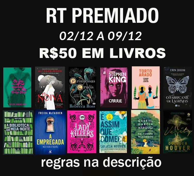 promosdelivro's tweet image. 📚 RT PREMIADO 02/12 a 09/12 📚  

🎁 Prêmio: R$50 em livros 

Quanto mais interagir com a página (seja com RTs, comentários e curtidas), mais chances de ganhar!

Regras:
- Seguir @promosdelivro
- RT e Curtir esse Tweet 

Resultado: 10/12 🍀