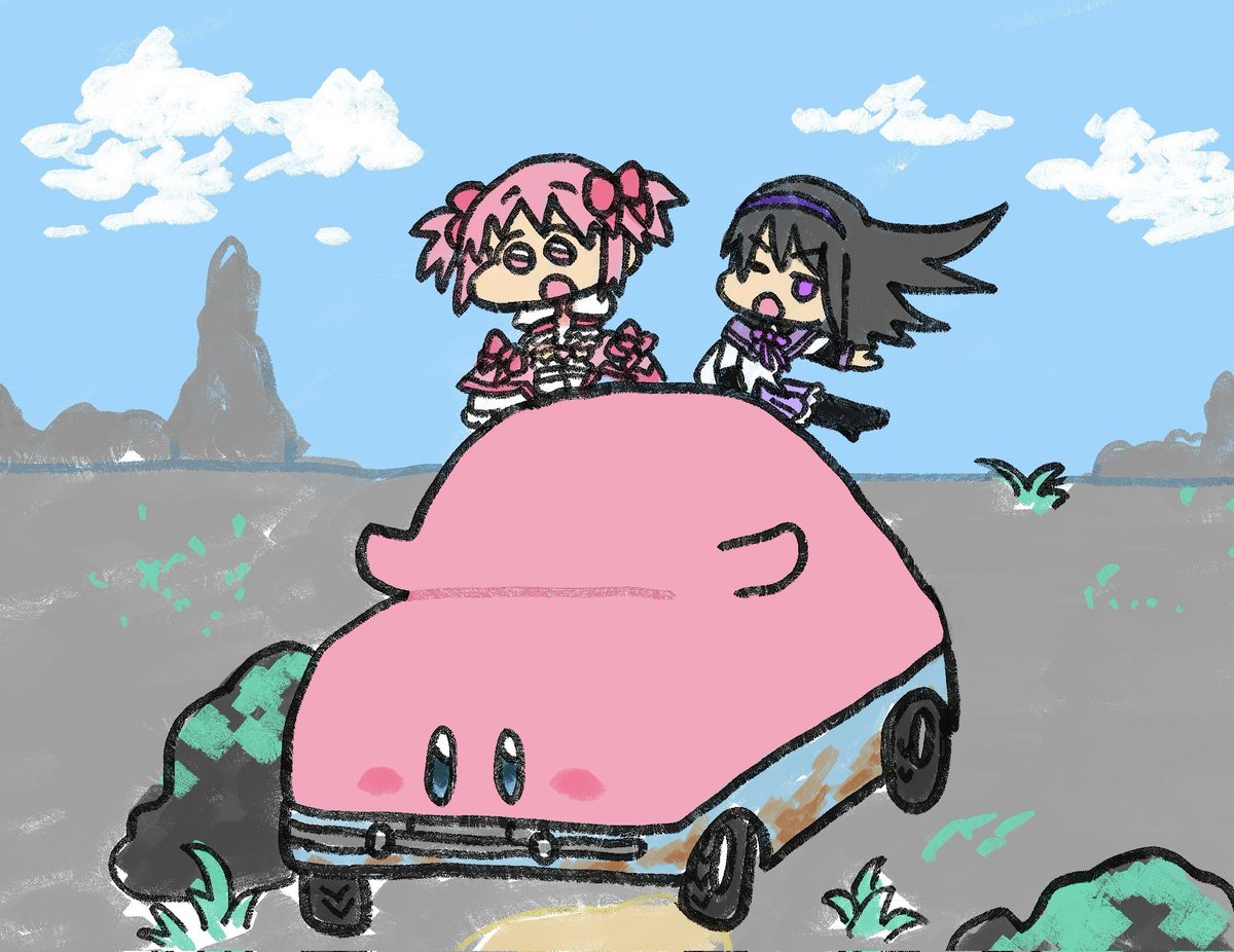 yamai_ya's tweet image. ほむら、まどか、カービィの冒険