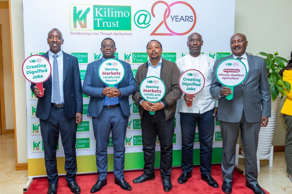 <a href="/kilimoEAC/">#KilimoTrust@20</a>  celebrated 20 years of market-driven agricultural transformation in East Africa, earning recognition for its impact. 
PS Dr. <a href="/olivikam/">Olivier Kamana</a>  (<a href="/RwandaAgri/">Ministry of Agriculture & Animal Resources |Rwanda</a> ) “Your work aligns with Vision 2050 and PSTA 5. Partnerships like this are essential as we address climate change,