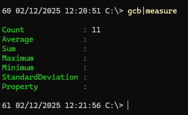 guyrleech's tweet image. FYI if you have selected a number of items in a #PowerShell grid view and want to know how many have been selected, hit ctrl c to put them all into the clipboard and then run gcb (Get-Clipboard) piped to measure-object