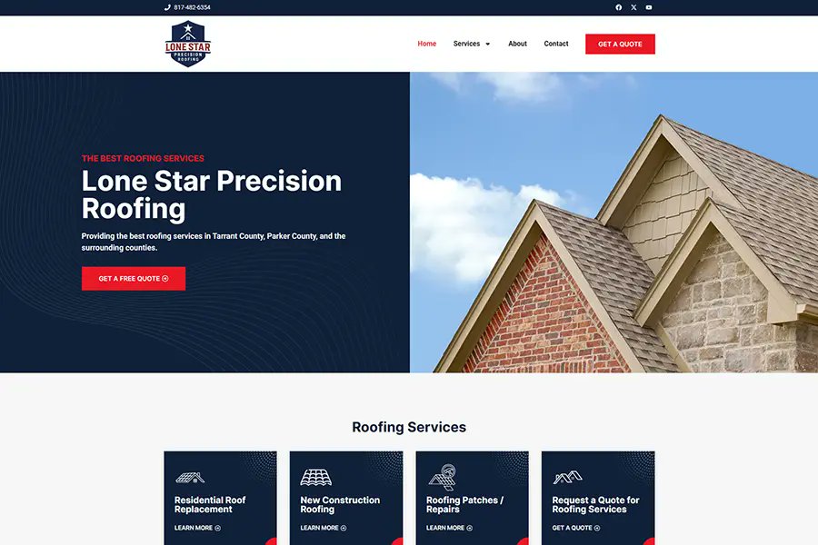 DiscoverWebSolu's tweet photo. NEW LAUNCH! 🏠 We just launched a fully responsive website for Lone Star Precision Roofing!

The new site looks great on all devices and features a "Get a Quote" form and Online Agreement Form to streamline their workflow.

Learn more: https://t.co/hDH1QnZ77c

#WebDesign https://t.co/VdECic1Qb4
