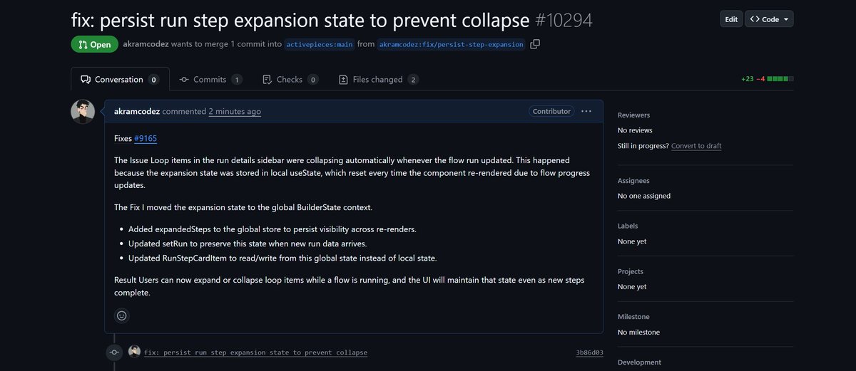 akramcodez's tweet image. Created my December&apos;s first PR. Let&apos;s see how many valuable contributions I can make this month.