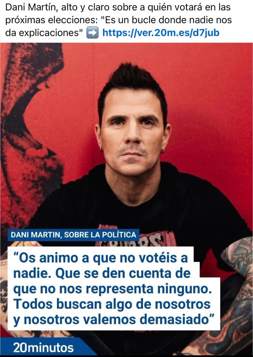 Cuando un cantante tiene mas sentido de la libertad política y el honor que toda la clase política y sus juntaletras... Bravo por Dani Martin.