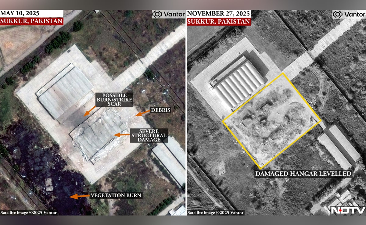 Satellite imagery reveals Pakistan is still recovering from Operation Sindoor strikes 
 
New satellite imagery reveals Pakistan has cleared debris from the Sukkur UAV hangar destroyed by #IAF during #OperationSindoor (May 10). Site now levelled but NO reconstruction