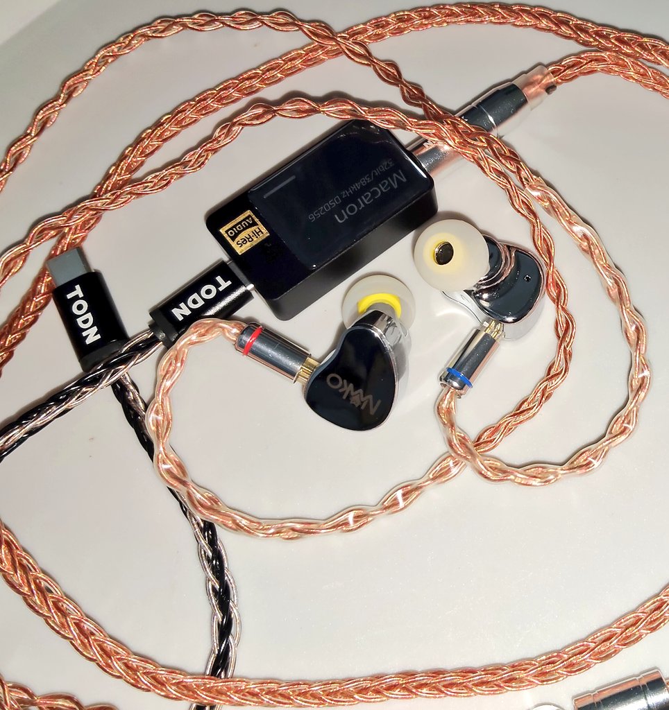 今日のイヤホン
CVJ NEKO
NICEHCK OrangeSir(4.4mm)
KBEAR07(L)
iBasso Jr. Macaron
TODN OTGケーブル

NEKOは銀にたんだけど、指紋がめちゃ目立つね。他色もこんな感じなんだろか？そして評価高いイヤホンみたいなんだけど、まだいまいちピンときていない。Nightelfもそうだったけど相性悪いんかな