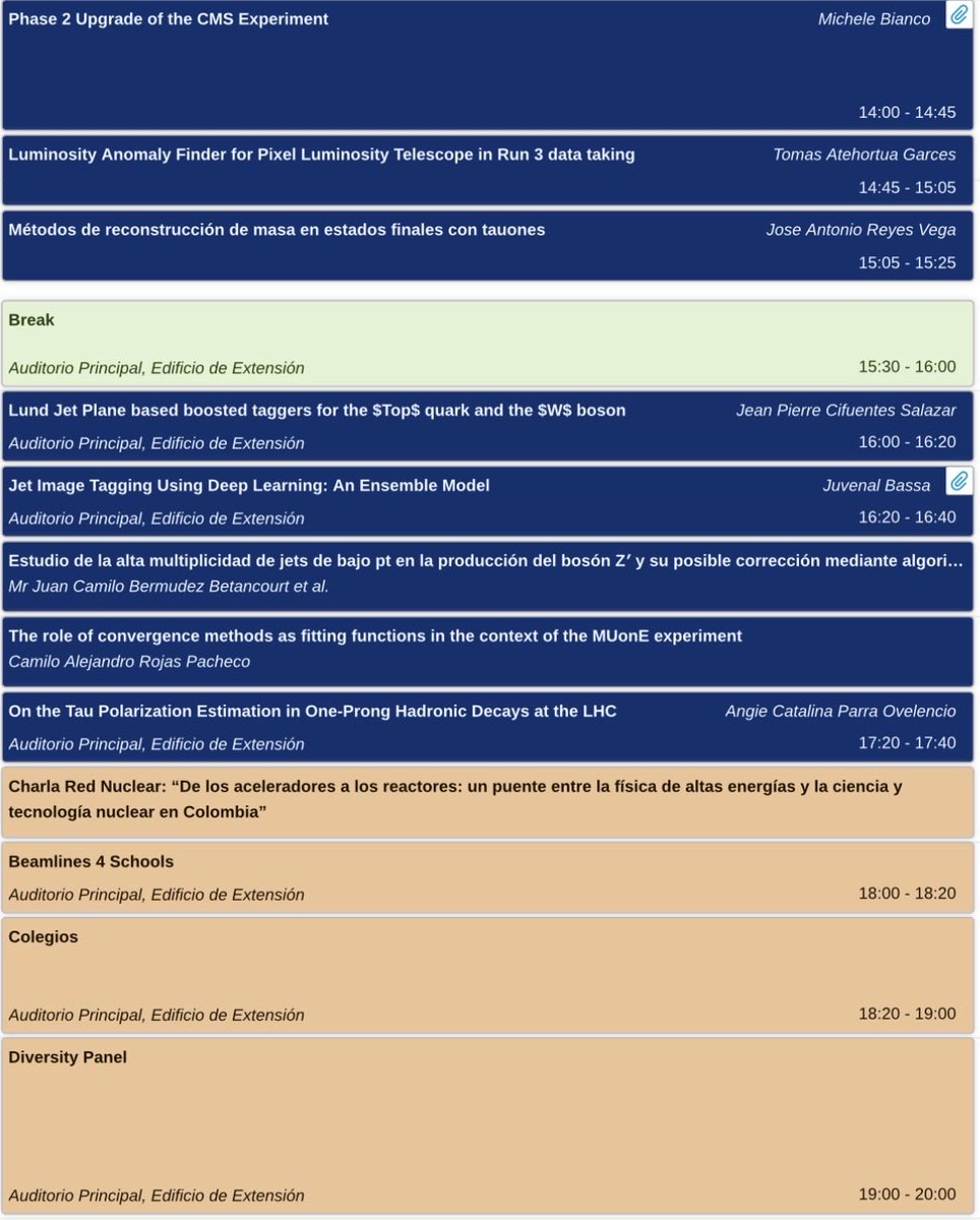 conhep's tweet image. #CoMHEP2025 @UdeA 
Second day mostly devoted to #LHC @CERN experiment. Current status, updates, upgrades, analyses… So much fun!
The sesión will close with #Outreach presentations and a discussion on #Diversity.