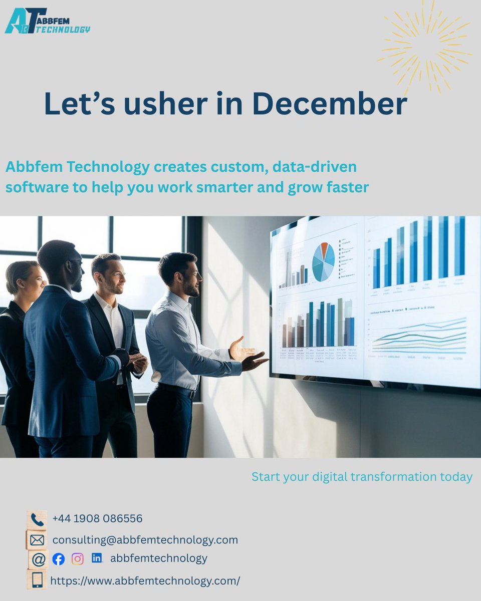 AbbfemTech's tweet image. December is here, and 2025 is almost over.
Now is the perfect time to upgrade, automate, and get ahead.
Abbfem Technology builds smart, custom software to help your business grow faster and operate better.

#AbbfemTechnology #TechSolutions #SmartBusiness #AutomationTools