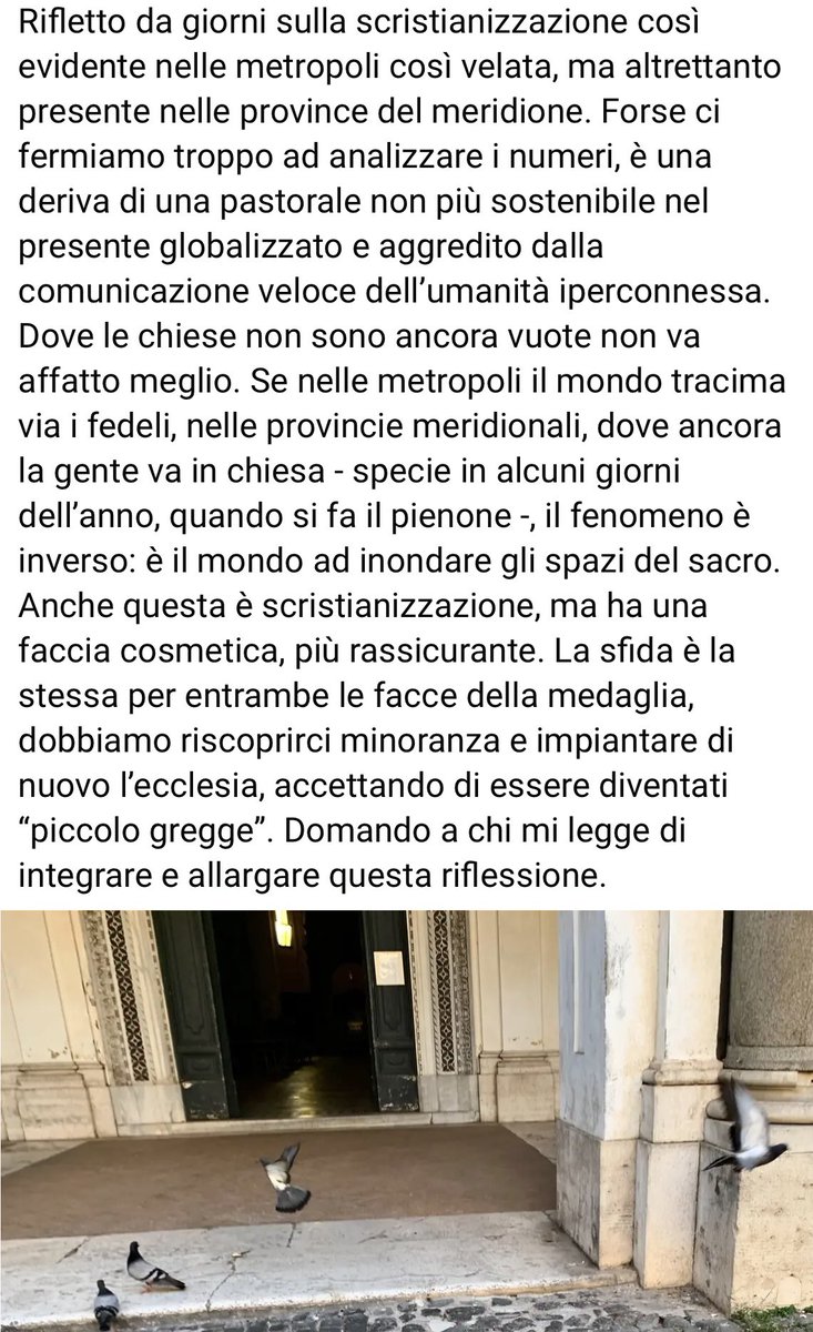 Incruscato's tweet photo. Rifletto da giorni sulla scristianizzazione così evidente nelle metropoli così velata, ma altrettanto presente nelle province del meridione. https://t.co/dcIPxqq6yg