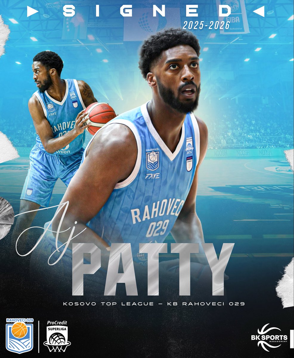 🤝 We are pleased to announce that our client AJ Patty signed a deal with 🇽🇰 Kosovo Top League team KB Rahoveci 029 for until the end of 2025/26 season!