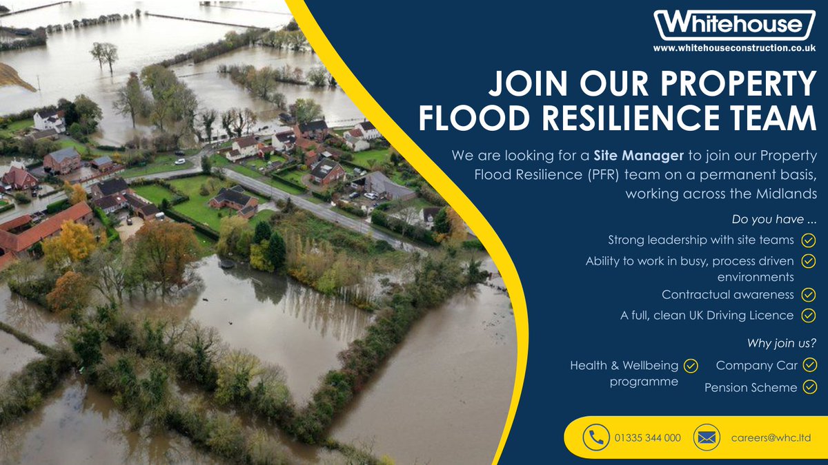 Our specialist Property Flood Resilience (PFR) team is growing, and we’re looking for a driven Site Manager to help deliver industry-leading projects for clients such as the Environment Agency, Water Authorities and Local Councils.lnkd.in/eBJ3HNFp
#PropertyFloodResilience