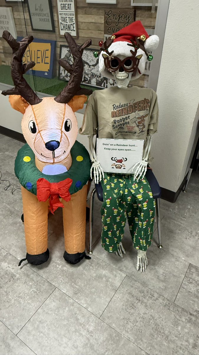 Mr. Bones is ready to hunt reindeer today! Keep your eyes peeled <a href="/FSESFriendship/">Friendship Elementary</a> ! You could win a prize….