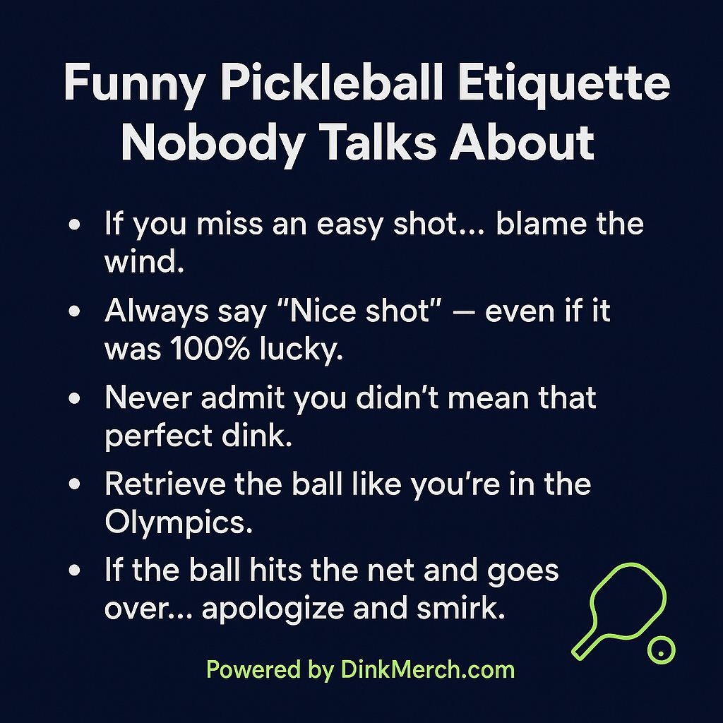 DinkMerch's tweet image. 😜Funny Pickleball etiquettes - Nobody talks about....