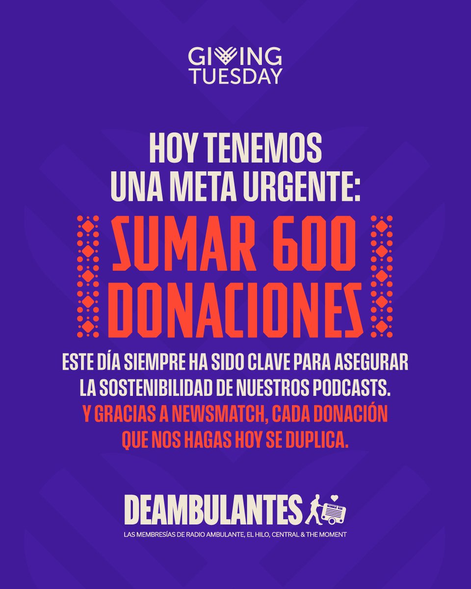 elhilopodcast's tweet photo. Hoy es #GivingTuesday, una fecha mundial para apoyar a las organizaciones que admiramos y que tienen un impacto real. Por eso, queremos pedirte tu apoyo. Tu donación nos ayudará a seguir haciendo periodismo con cuidado y rigor. ¡Dona hoy!👇 https://t.co/YfLAgGoFOi https://t.co/t6Bf0UB0xU