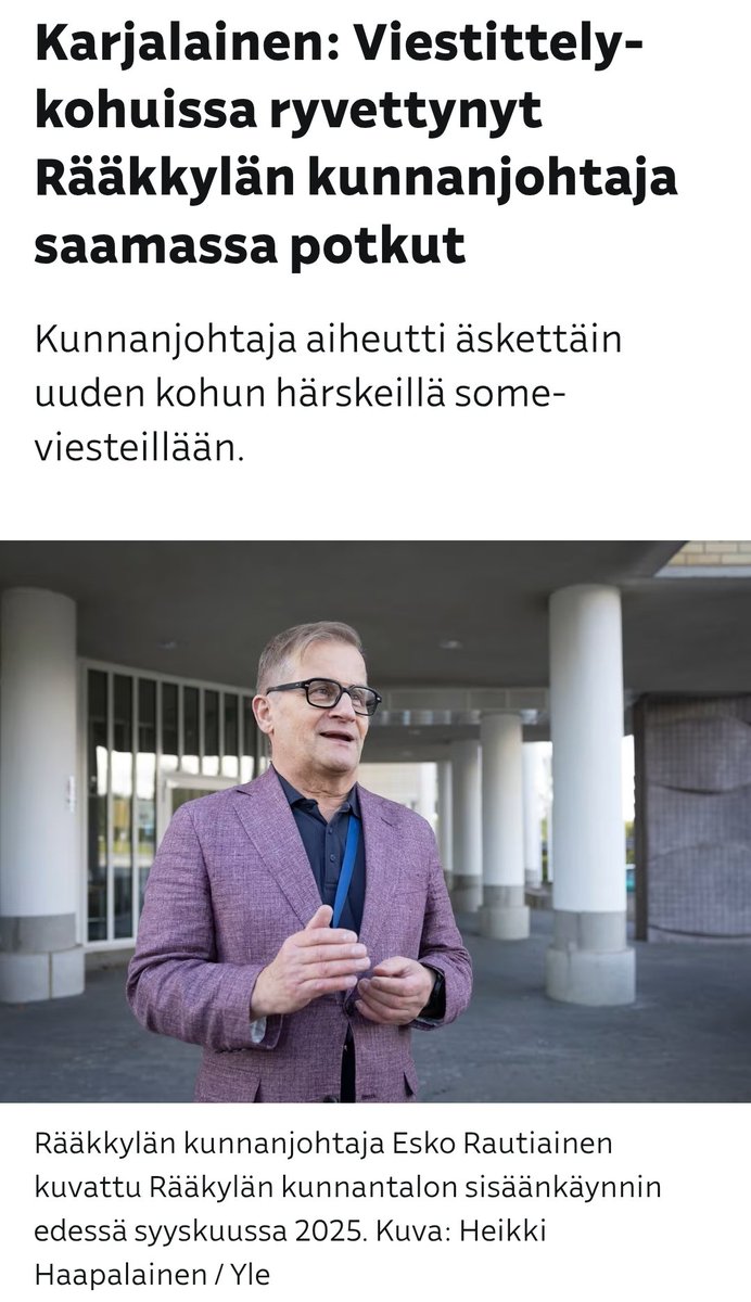 taskivei's tweet image. Päivän persu on Esko Rautiainen. Hän on Rääkkylän kunnanjohtaja. Hänen erikoisosaamista on pikku tuhma somessa viestittely. Kyseessä ei ole ensimmäinen kerta, kun Rääkkylän kunnanjohtajan härskit puheet yltävät valtakunnallisiin otsikoihin. Potkut odottamassa. Kunnon persuilija.