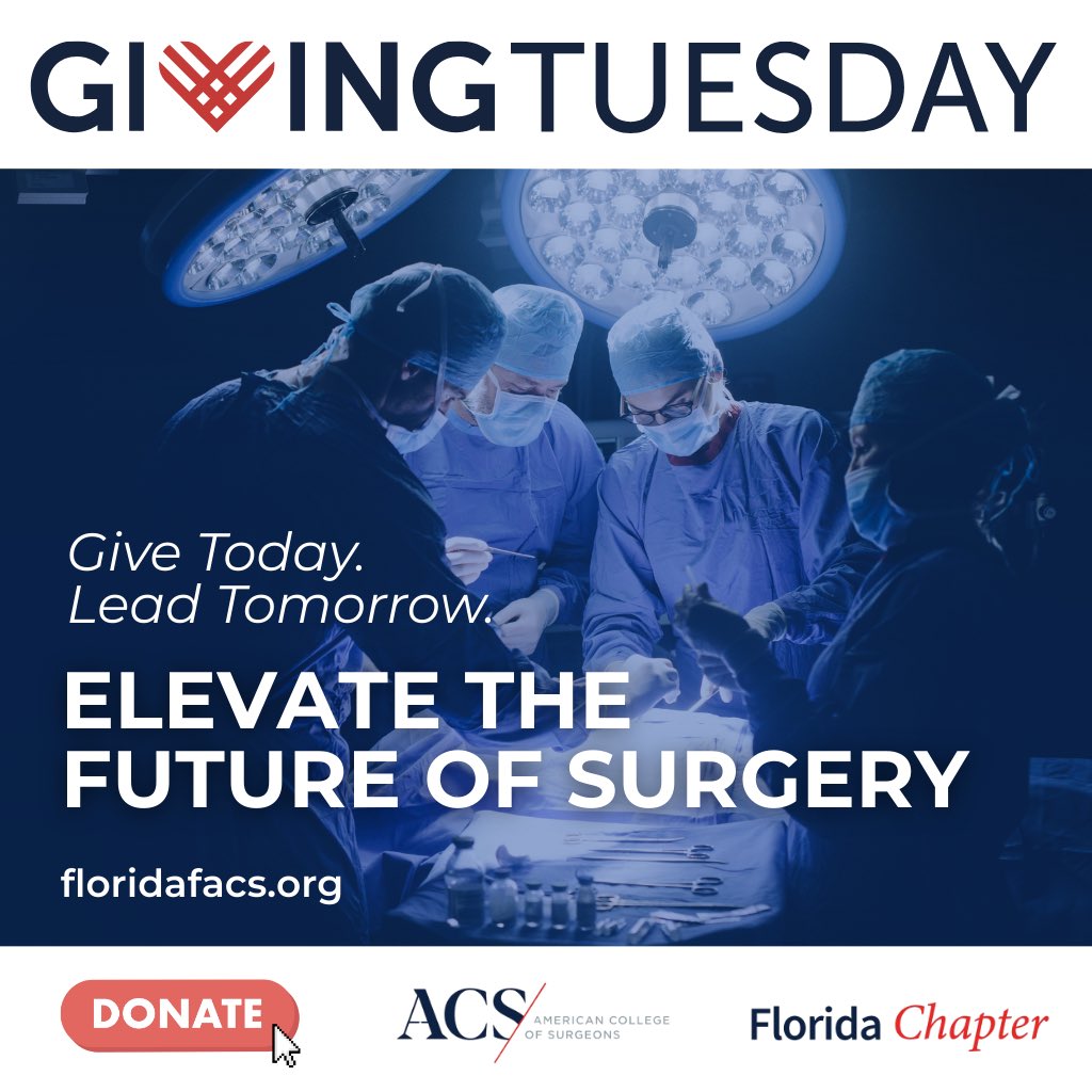 Support Florida’s future surgical leaders this #GivingTuesday!

Your donation funds two $2,500 travel awards for Florida’s own <a href="/RASACS/">RAS-ACS</a> and <a href="/acsYFA/">YFAACS</a> members to represent Florida at 2026 <a href="/AmCollSurgeons/">American College of Surgeons</a> meetings!

Give today: bit.ly/4okp1Ei

#FutureofSurgery #FCACS