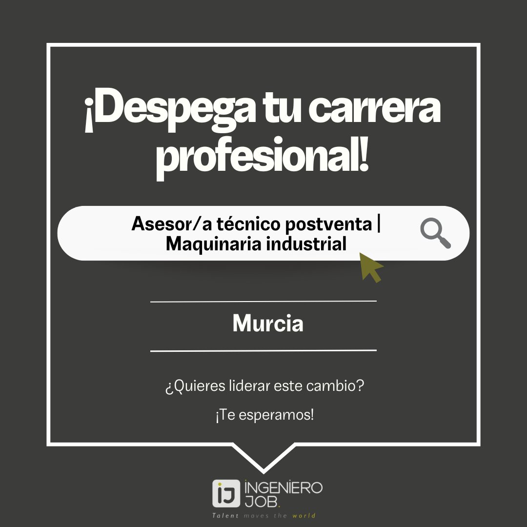 ¡Hola Ingenieros/as! 🌏

¿Buscas tu próxima oportunidad? 😜 Estamos seleccionando un Asesor/a técnico postventa de maquinaria industrial para una empresa en Murcia.

😎 ¡Aplica ahora! 👉 ingenierojob.com/oferta/asesor-…

#rrhh #talento #ingenierojob #empleo #seleccionxvalores
