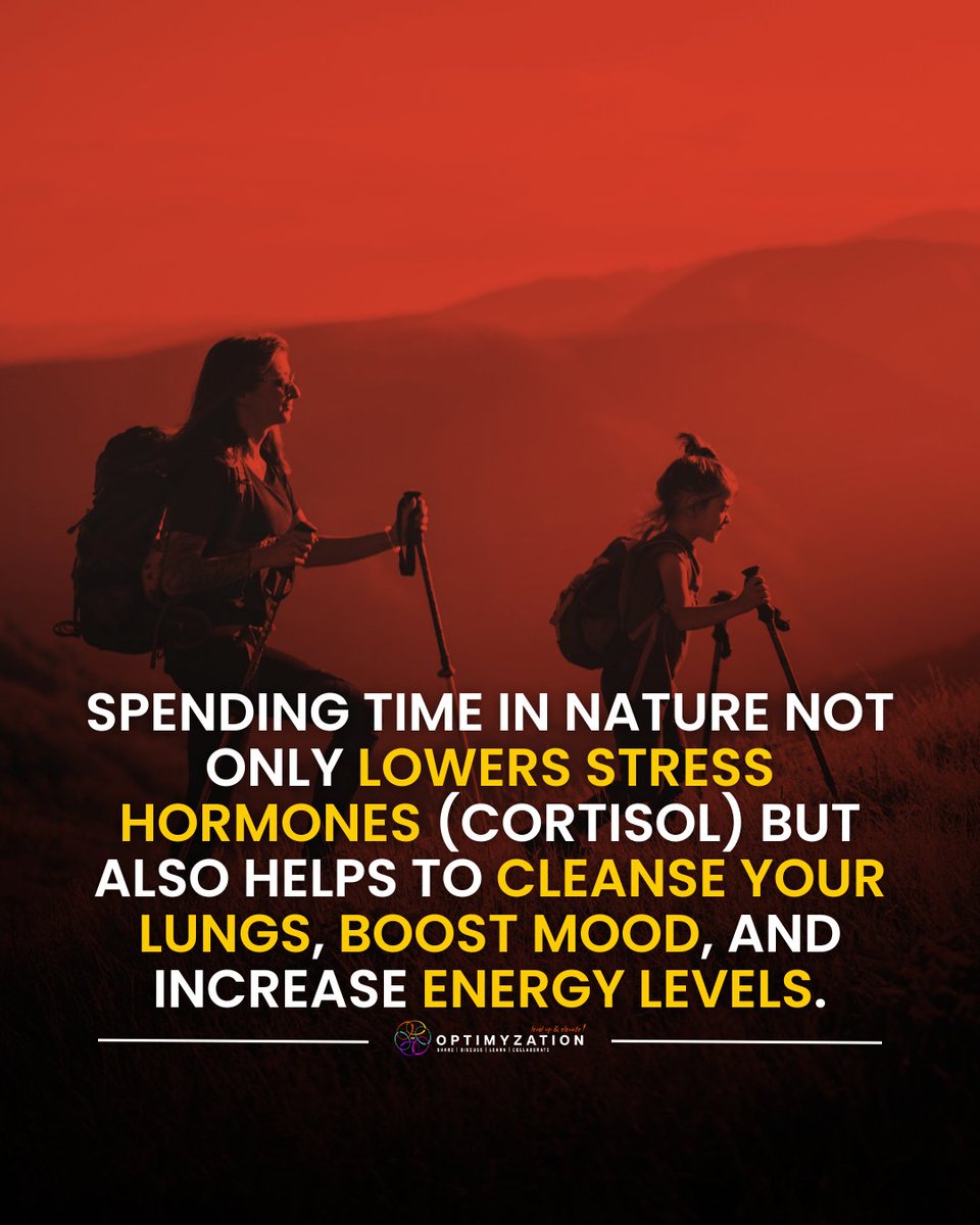 0ptimyzation's tweet image. Nature resets you in ways screens never can.
Time outdoors lowers cortisol, clears your lungs, boosts your mood, and brings your energy back to life. Step outside — let the world ground you again.

—
Follow @optimyzation.community for more science-backed insights and daily…