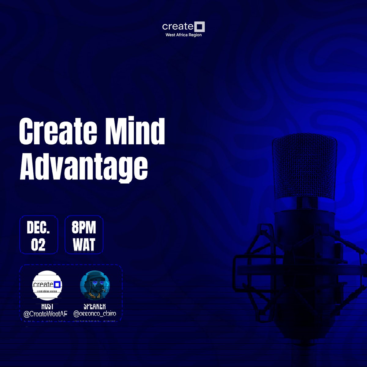 CreateWestAF's tweet image. Your mindset is your biggest asset. 
​Join us today for a deep dive into the &quot;Creative Mind Advantage&quot; We are unpacking how to think, build, and win as a creator.
​Special session with @Firesidebase @essence_claire.
​🕐 8 PM WAT
​Set your reminder👇
x.com/i/spaces/1vAGR…