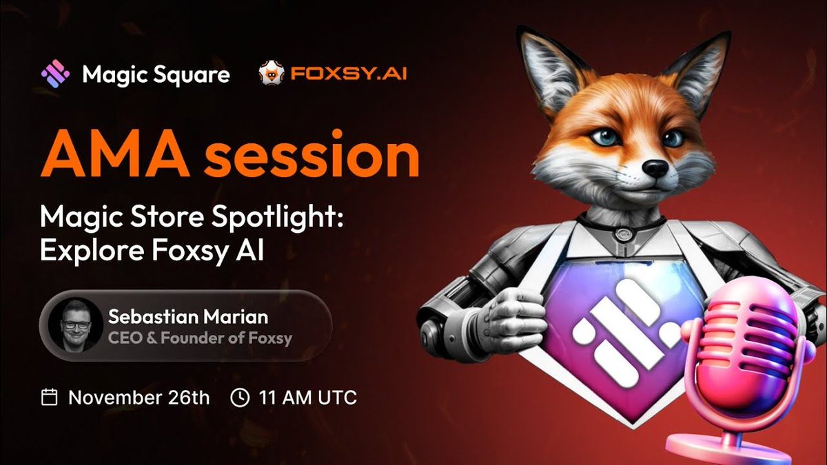 MagicStoreWeb3's tweet image. Missed the AMA?

Don’t worry, the @foxsy_ai  x @MagicSquareio recap is here.

AI agents, token utility, mixed reality… It’s wild.

🎥 buff.ly/VoXKKcY