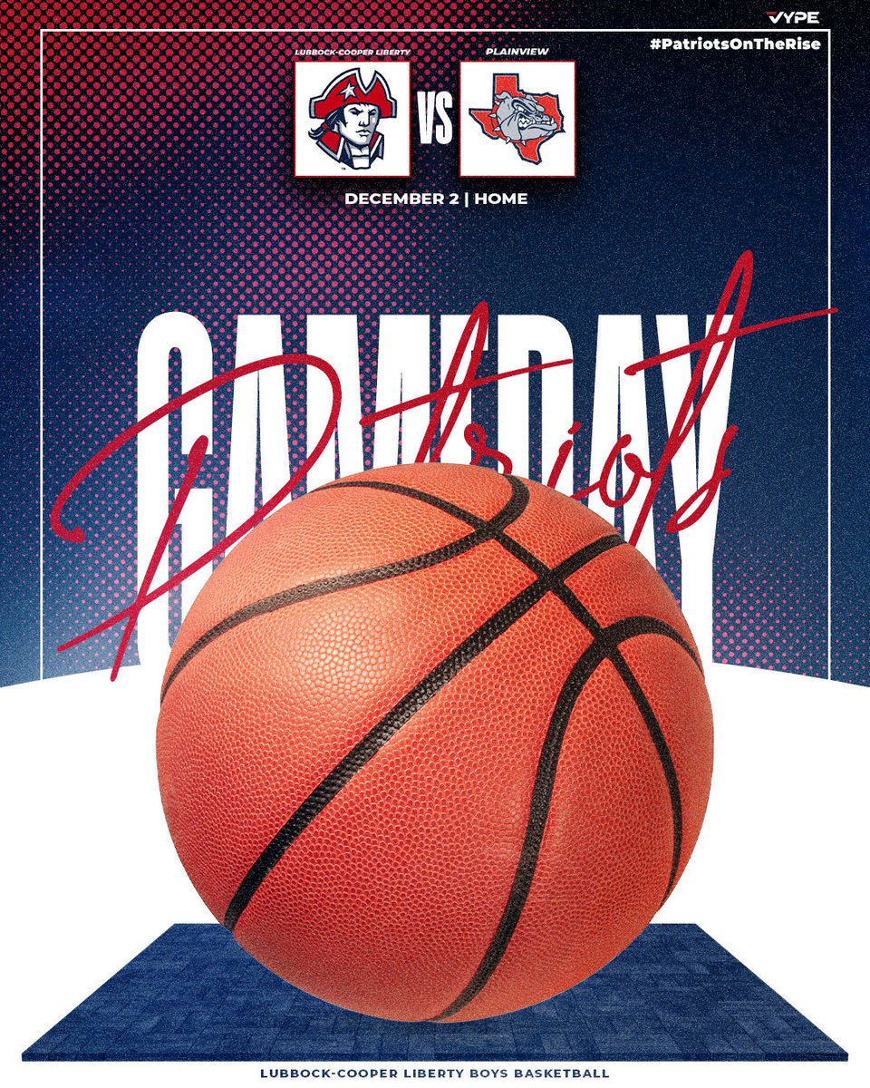 Game day!! 

🆚 5A Plainview 
⏱️ 4:30/6:00/7:30 
📍 Liberty High School 
📺 LCISD Athletics YouTube 

<a href="/CoachpHicks/">Parker</a> <a href="/Nick15Gerb/">Nick Gerber</a> <a href="/matthew_lynch15/">Matthew Lynch</a> <a href="/bryantluke02/">Bryant White</a> <a href="/Patriot_Ath/">AthleticsLiberty</a> <a href="/Tabchoops/">𝙏𝘼𝘽𝘾🏀📋</a> <a href="/hoopinsider/">Hoopinsider</a> <a href="/TexasHoopsGASO/">TexasHoops/GASO 🔗</a> <a href="/RandyRosetta/">Randy Rosetta</a>