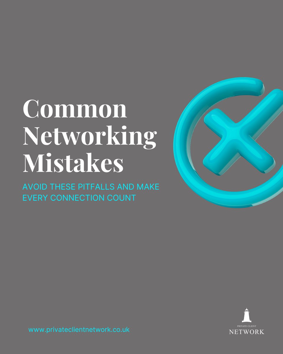 Private_Client_'s tweet image. Networking isn’t just about showing up, it’s about showing up well. 

Here are a few common mistakes to avoid so every conversation leads to stronger, more meaningful connections.

Swipe through to learn how to elevate your networking game. 🤝

#PrivateClientNetwork #UKNetworking