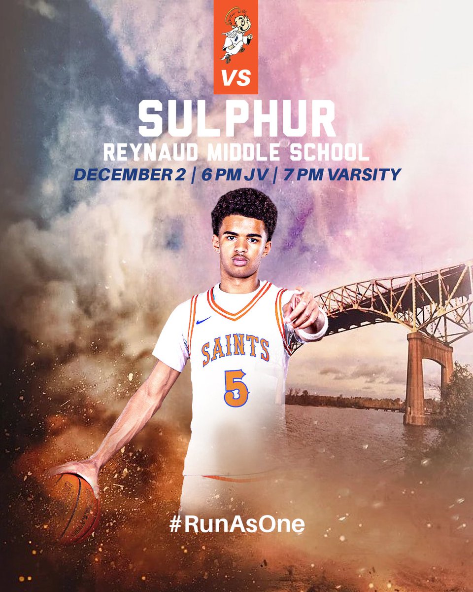 🔥 HOME OPENER TONIGHT! 🔥
Saints Nation — it’s time.
We’re back in Reynaud Middle School tonight taking on Sulphur, and we need EVERYONE in the stands.

📍 Reynaud Middle School
⏰ JV – 6 PM | Varsity – 7 PM
🎟️ i2tickets.com

Be there. Be loud.
#RunAsOne | #WeAreSaints