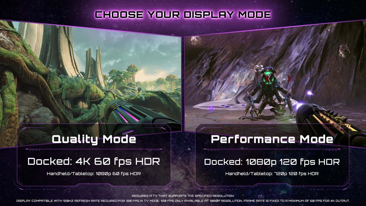 NintendoEurope's tweet image. Scan complete.

Game: #MetroidPrime4: Beyond – #NintendoSwitch2 Edition

Two display modes detected. Go all-in on visual detail with Quality Mode, or choose Performance Mode to prioritise even smoother gameplay.