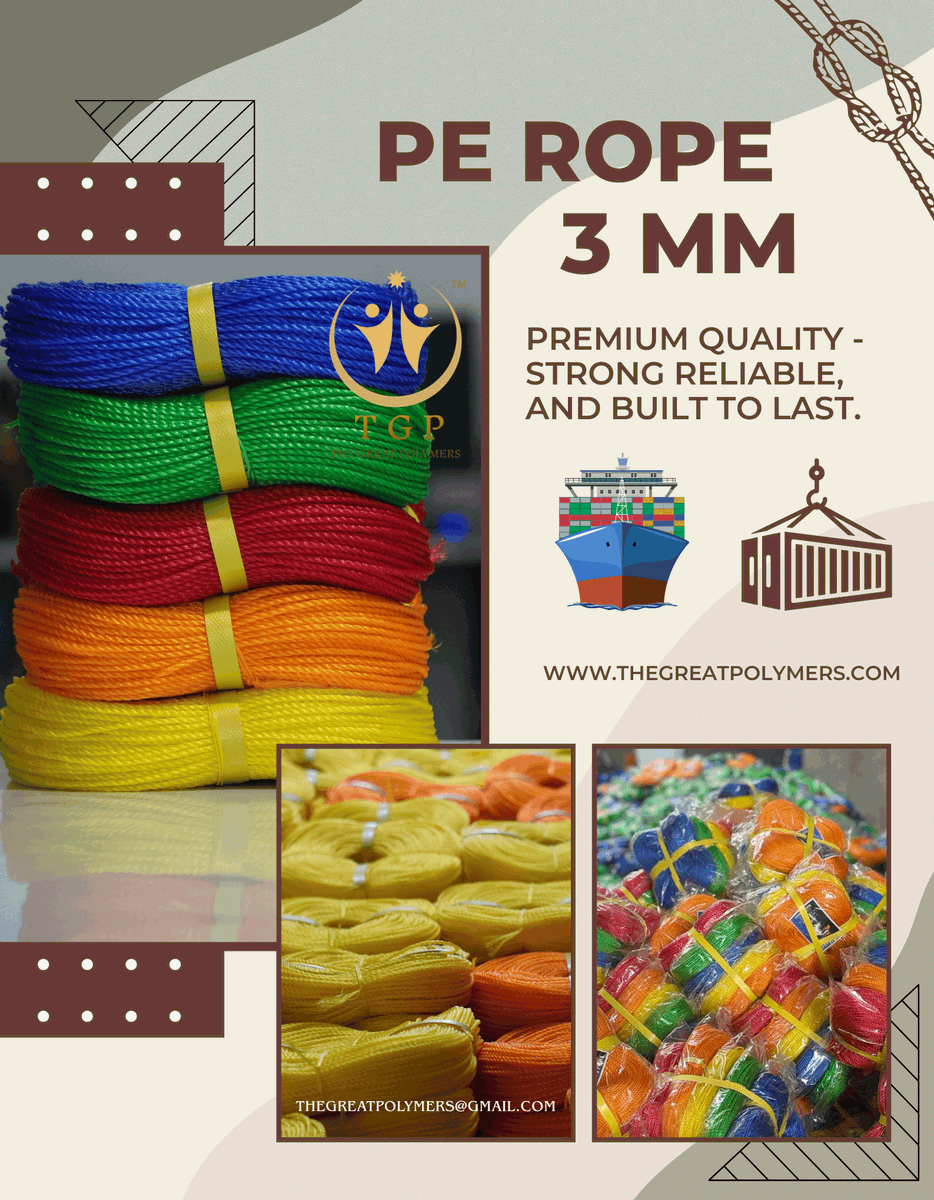 thegreatpolymer's tweet photo. 3mm Polyethylene Utility Rope – Durable, Lightweight & Ideal for Industrial and Household Tasks–THE GREAT POLYMERS/INDIA
Whatsapp Number +91 8160345999
https://t.co/yg56MicRiW
#PERope #OutdoorEssentials #HomeImprovement #StrongAndDurable #UVResistant #TheGreatPolymers #IndiaManufacturing #DailyUseTools #RopeLife #DIYProjects