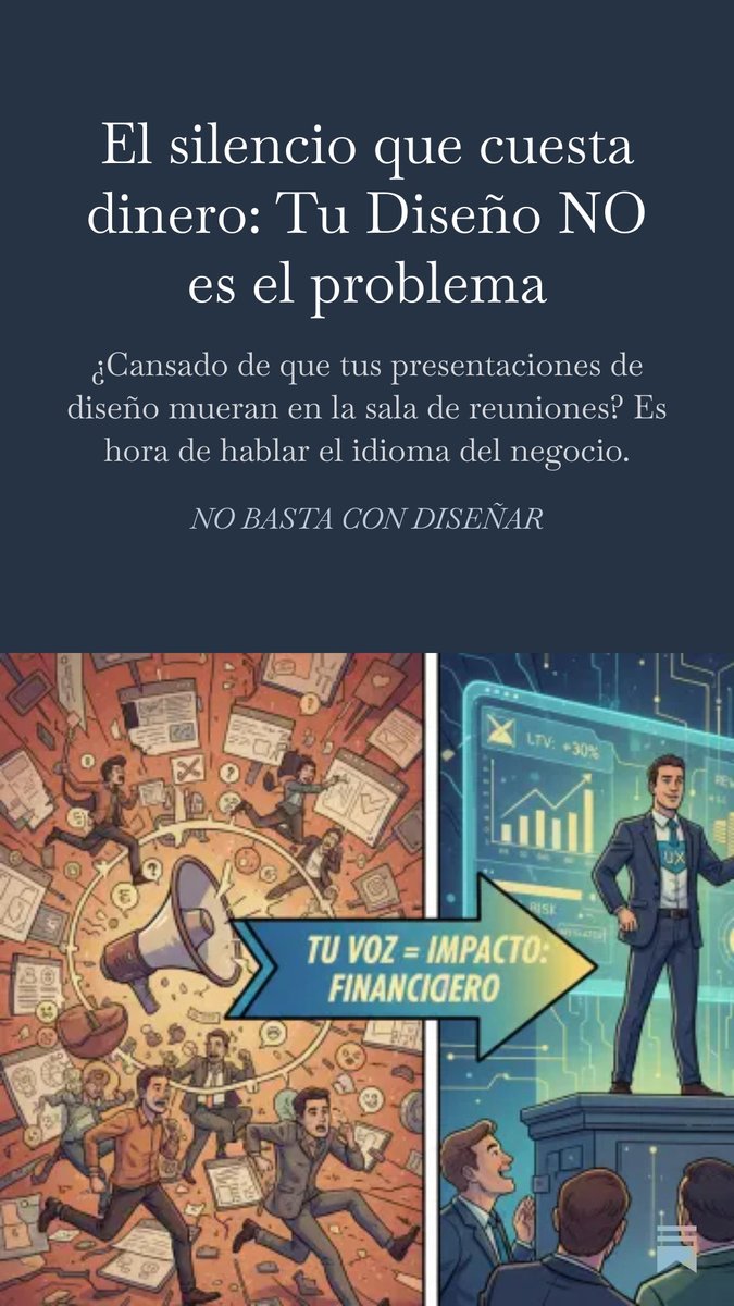 Csarman's tweet photo. El silencio que cuesta dinero: Tu #Diseño NO es el problema
¿Cansado de que tus presentaciones de diseño mueran en la sala de reuniones? Es hora de hablar el idioma del #negocio... Suscríbete para leer #uxdesign #ux #diseñoux https://t.co/xdUVPgRSZn https://t.co/3GbcCSXyLF