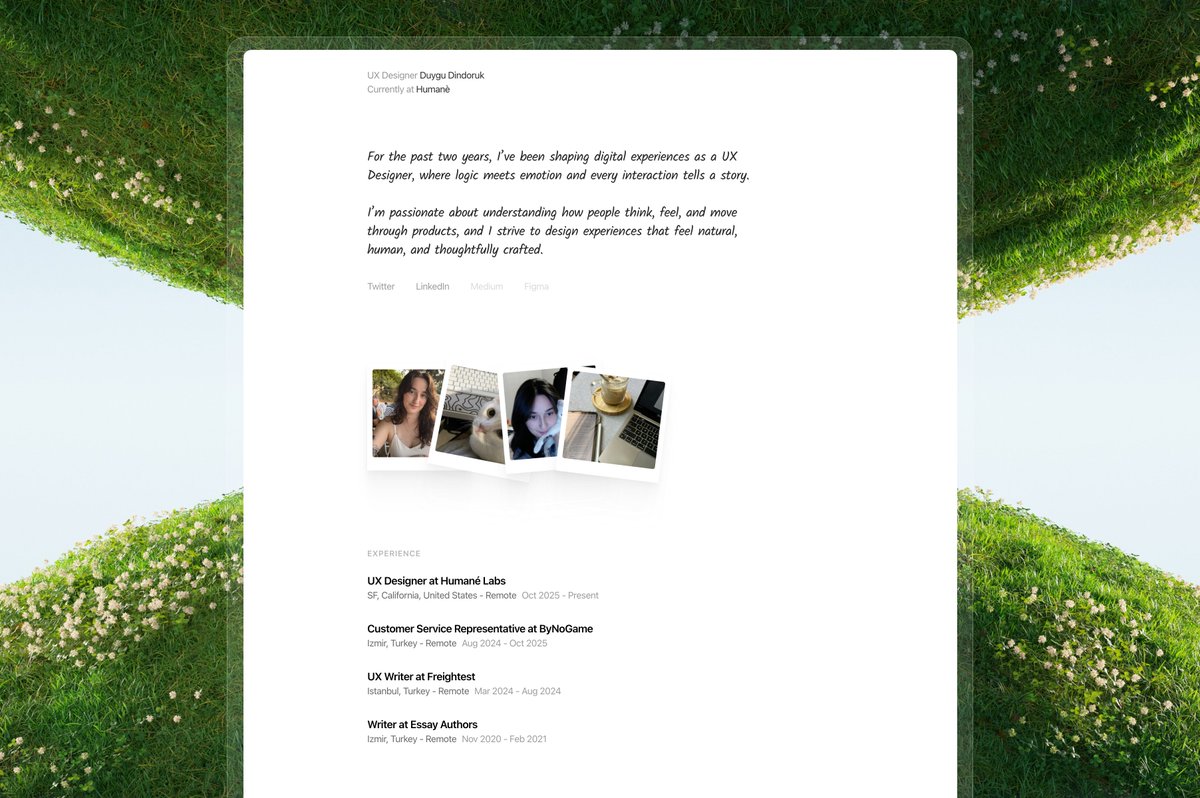 duygudindorukux's tweet image. Hi everyone!  I&apos;m excited to share that my new personal website is officially up and running. duygudindoruk.com

Feel free to check out my latest work and drop a comment if you like it! 

 #uxdesign #portfolio #website #opentowork