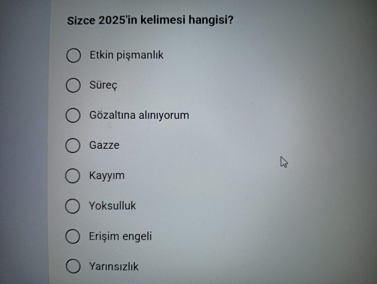 Göremiyorlar
Hepsi tek kelime:
ZULÜM

Yılın değil tüm tarihin kelimesi "Zulüm"
İstikbalin kelimesi de Zulüm olacak.

İnsanın hem kendisine hem başkalarına zulmü.

Dünya zulüm sahnesi olduğu için
mutlak adalet sahnesine akıyoruz

Dünyanın kelimesi: Zulüm
Maveranın kelimesi: Adalet