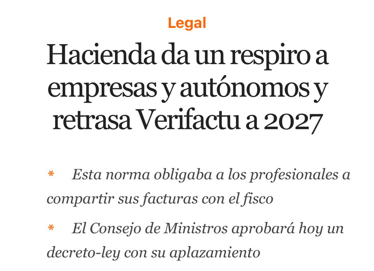 Una buena noticia para los autónomos y empresas españolas: Hacienda va a retrasar la implementación de Verifactu.
