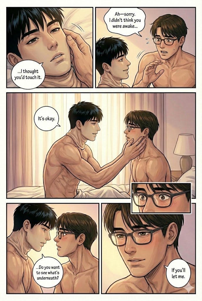 HuisTha's tweet photo. “The morning after heated masked night”

Will you be able to accept who I am underneath ?

— The end (?) —
#maskdisguise  #malemask  #nanobanana https://t.co/VE65hkhDVs
