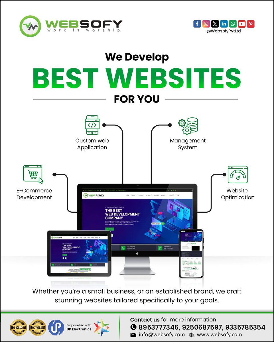 Websofypvtltd's tweet image. Need a website that drives results? WebSofy, a top website development company in Lucknow, delivers custom web apps, e-commerce, management systems, and website optimization. Fast, secure &amp;amp; professional websites to grow your business online!