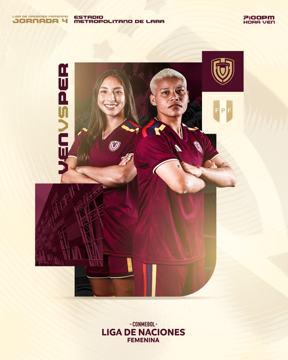 FemeninoFVF's tweet image. 𝙃𝙤𝙮 𝙟𝙪𝙚𝙜𝙖𝙣 𝙡𝙖𝙨 𝙘𝙝𝙖𝙢𝙖𝙨 🙋‍♀️

La Vinotinto Femenina recibe a Perú en la Jornada 4️⃣ de la CONMEBOL Liga de Naciones en casa 🙌

🏟️ Estadio Metropolitano de Lara
⏰ 7:00 PM
📺 Televen
📻 Fiesta 106.5 FM (Circuito FM Center)

#SiempreVinotinto 🇻🇪