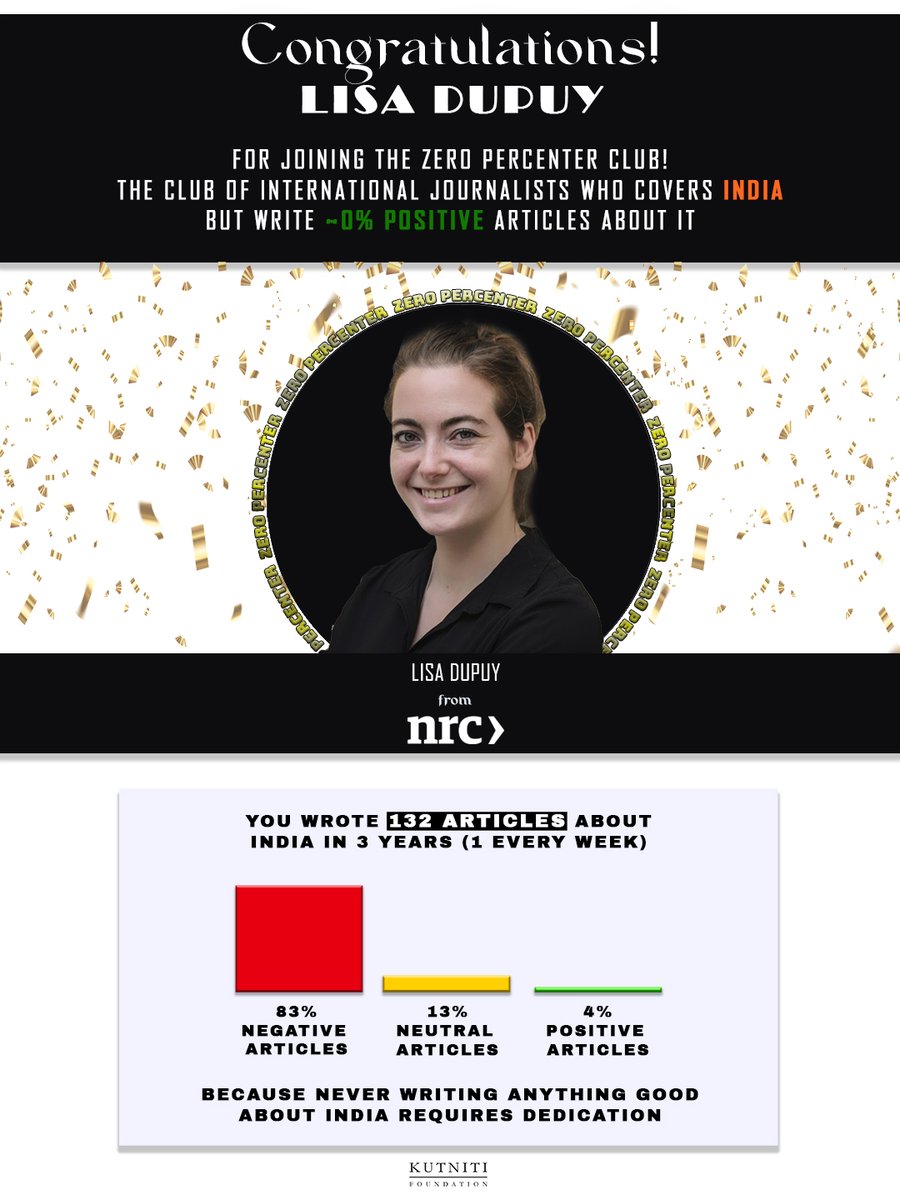 KutnitiFNDTN's tweet image. 🇳🇱 Dutch journalist lives in Delhi but portrays 🇮🇳 India has a dictatorship and whitewashes 💥Murshidabad Riots! 👇

✍️ In charge of India for 🇳🇱 @nrc 

132 articles about 🇮🇳 India in just 3 years (1 every week)
🔴83% Negative 🟡13% Neutral 🟢4% Positive